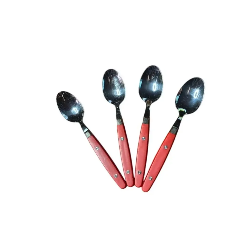 Annova France INOX Flatware Set 12 Pc Red Handle French Bistro Cutlery